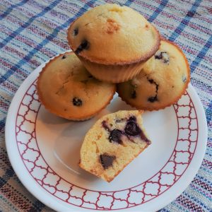 Muffins amélanches, chocolat et semoule de maïs